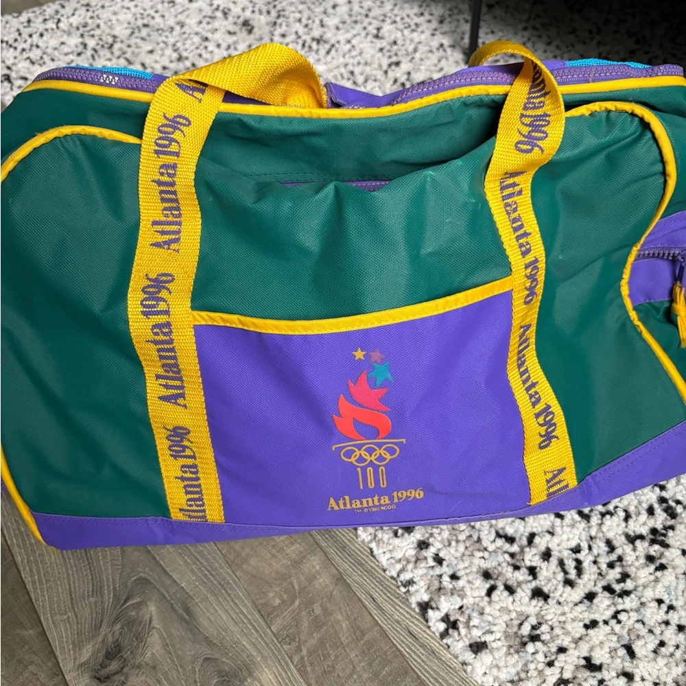 Atlanta 1996 Olympics Green and Purple Duffel Bag